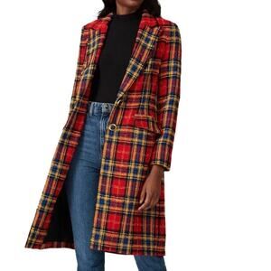 Womens Amanda Uprichard Vail Plaid Wool Coat Red Size M EUC!